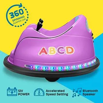 Kidzone 12V 2-Speeds Electric Ride On Bumper Car for Kids & Toddlers 1.5-6 Years Old, DIY Sticker Ba...