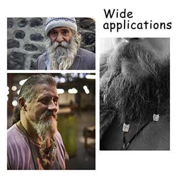 NBEADS 150 Pcs 15 Styles African Hair Beads, Beard Beads Big Hair Beads Tibetan Style Alloy Dreadlock Beads African Beads for Men Women Hair Braids Hair Decoration, Silver/Golden/Bronze, Hole 5-9mm