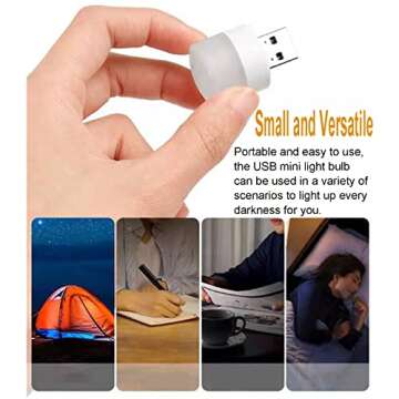 LOYAAUY USB Night Light, LED Mini Light Bulb, Plug in Night Light, Small Night Lights, Warm White, USB Light Bulb for Bedroom, Bathroom, Hallway, Nursery, Kitchen, Car USB Light 6PS (6 Warm)