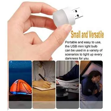 LOYAAUY USB Night Light, LED Mini Light Bulb, Plug in Night Light, Small Night Lights, Warm White, USB Light Bulb for Bedroom, Bathroom, Hallway, Nursery, Kitchen, Car USB Light 6PS (6 Warm)