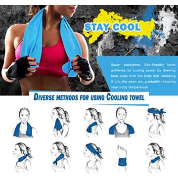 Hystrada 4 Packs Cooling Towel (40 x 12), Ice Towel, Microfiber, Soft Breathable Chilly Towel Stay Cool for Yoga, Workout, Sport, Gym, Camping, Fitness, Running, Workout & More Activities - Multicolor