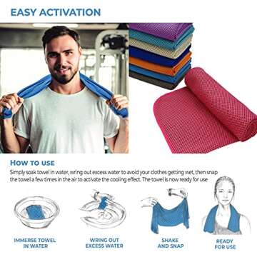 Hystrada 4 Packs Cooling Towel (40 x 12), Ice Towel, Microfiber, Soft Breathable Chilly Towel Stay Cool for Yoga, Workout, Sport, Gym, Camping, Fitness, Running, Workout & More Activities - Multicolor
