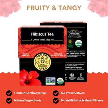 Buddha Teas - Hibiscus - Organic Herbal Tea - For Health & Wellbeing - With Antioxidants, Vitamin C ...