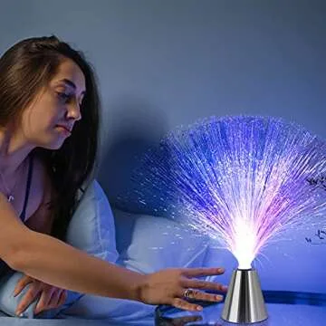 Sensory Fiber Optic Lamp - LED Color Changing with Cone Base - Fiber Optic Lights with Battery Powered - Calming Mood Night Light …
