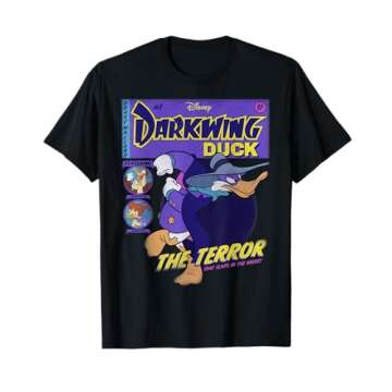 Disney Darkwing Duck Black T-Shirt: Classic Fit, Crew Neck, Adult, Short Sleeve