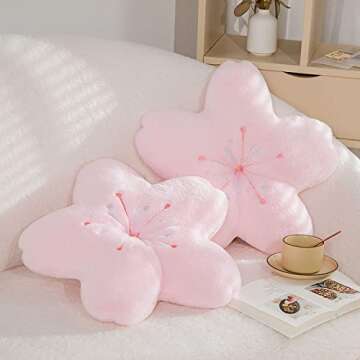 GEXUANCHEN Cute cherry blossom decorative plush pillow for bedroom balcony living room sofa chair ca...