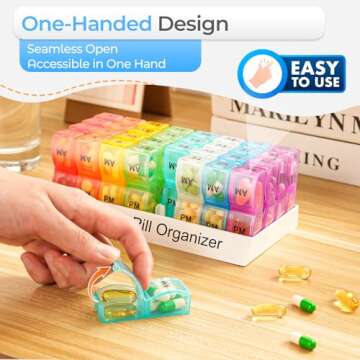 Monthly Pill Organizer 2 Times a Day, one Month Pill Box AM PM, 30 Day Pill Case Small Compartments ...
