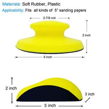 2 Pack 5 Inch Hand Sanding Blocks Round and Mouse-Shaped for 5 Inch Hook and Loop Discs Ideal For Wo...