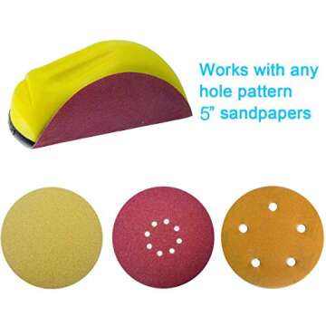 2 Pack 5 Inch Hand Sanding Blocks Round and Mouse-Shaped for 5 Inch Hook and Loop Discs Ideal For Wood Furniture Restoration Home Arts and Crafts
