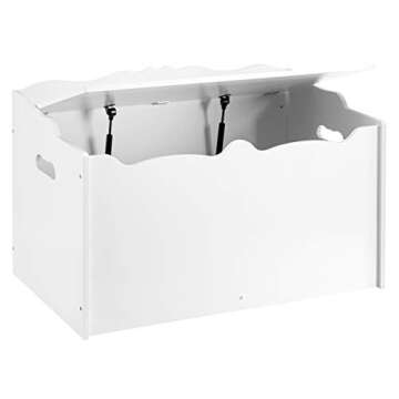Amazon Basics Kids Toy Box, Wooden Organizer Storage Chest,White, 30" x 18" x 19"