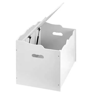 Amazon Basics Kids Toy Box, Wooden Organizer Storage Chest,White, 30" x 18" x 19"