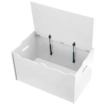 Amazon Basics Kids Toy Box, Wooden Organizer Storage Chest,White, 30" x 18" x 19"