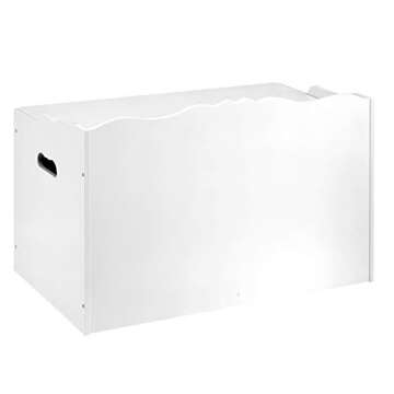 Amazon Basics Kids Toy Box, Wooden Organizer Storage Chest,White, 30" x 18" x 19"