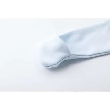 Owlivia Organic Cotton Baby Pajamas, Boys Girls 2-Pack Zip Front Sleep 'N Play, Footed Sleeper, Long Sleeve(0-3 Months, white+blue)