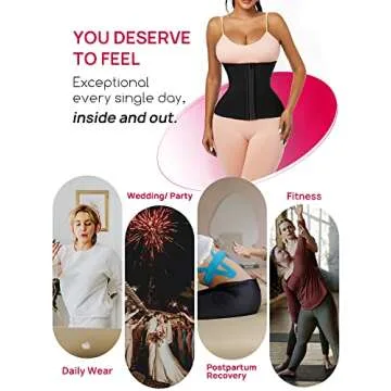 Atbuty Waist Trainer for Women Lower Belly Fat Long Torso Corset Women's Latex Workout Waist Cincher Body Shapewear Girdle Black
