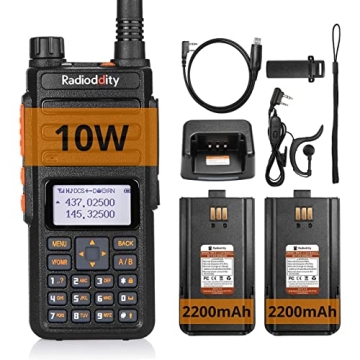 Radioddity GA-510 10-Watt Ham Radio Handheld, Dual Band High Power Long Range Two Way Radio with Two...