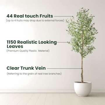ANTING Large Artificial Olive Tree - 7FT Faux Plant with 1656 Leaves and 92 Fruits - Indoor Silk Plant for Home Decor 1Pack
