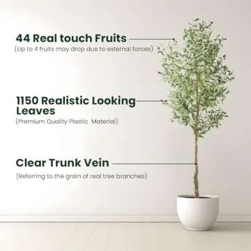 ANTING Large Artificial Olive Tree - 7FT Faux Plant with 1656 Leaves and 92 Fruits - Indoor Silk Plant for Home Decor 1Pack