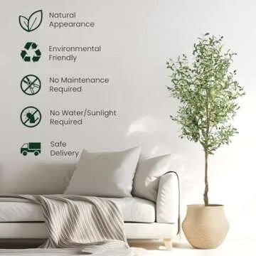 ANTING Large Artificial Olive Tree - 7FT Faux Plant with 1656 Leaves and 92 Fruits - Indoor Silk Plant for Home Decor 1Pack