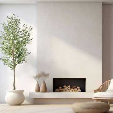 ANTING Large Artificial Olive Tree - 7FT Faux Plant with 1656 Leaves and 92 Fruits - Indoor Silk Plant for Home Decor 1Pack