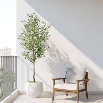 ANTING Large Artificial Olive Tree - 7FT Faux Plant with 1656 Leaves and 92 Fruits - Indoor Silk Plant for Home Decor 1Pack