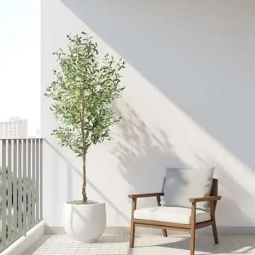 ANTING Large Artificial Olive Tree - 7FT Faux Plant with 1656 Leaves and 92 Fruits - Indoor Silk Plant for Home Decor 1Pack