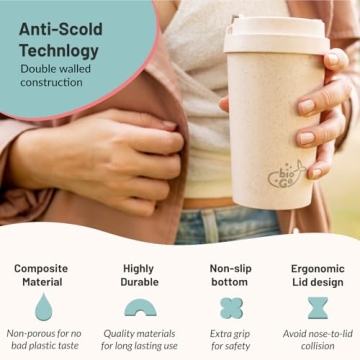 bioGo 16oz Pink Travel Mug - Eco-Friendly & Stylish