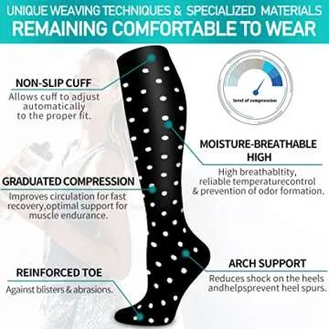 COOLOVER Copper Compression Socks for Women and Men(6 Pairs)-Best Support for Running, Athletic, Travel