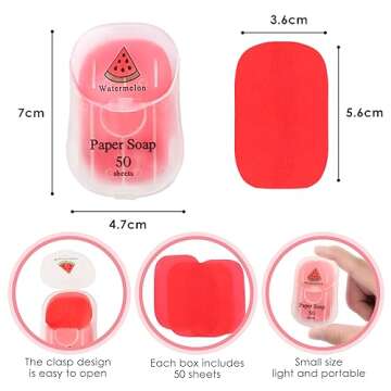 Bamsod 10 Boxes (500 Sheets) Soap Paper Sheets Portable Disposable Travel Scented Bath Slice Sheet Foaming Paper Soap Confetti Slide Flakes for Travel and Outdoor (500)