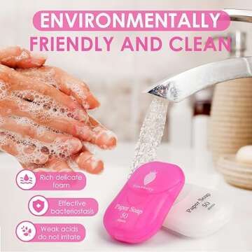 Bamsod 10 Boxes (500 Sheets) Soap Paper Sheets Portable Disposable Travel Scented Bath Slice Sheet Foaming Paper Soap Confetti Slide Flakes for Travel and Outdoor (500)