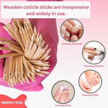 Perfect Stix Manicure Cuticle Wooden Sticks 4" Length ( pack of 1000)