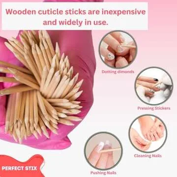 Perfect Stix Manicure Cuticle Wooden Sticks 4" Length ( pack of 1000)