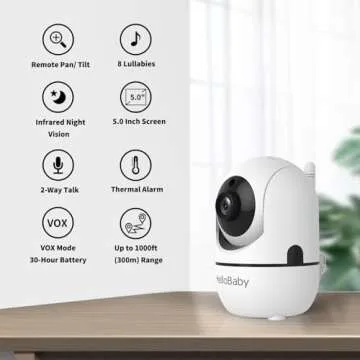 HelloBaby HB6550 Baby Monitor with 3 Cameras and 1000ft Range