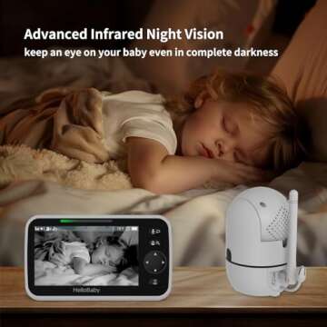 HelloBaby HB6550 Baby Monitor with 3 Cameras and 1000ft Range