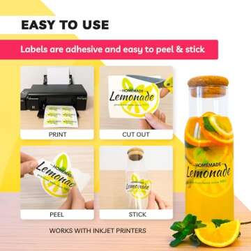 90% Clear Sticker Paper for Inkjet Printer (20 Sheets) - Transparent Glossy 8.5 x 11 - Printable Vinyl - Clear Sticker Paper - Clear Vinyl Sticker Paper - Clear Sticker Printer Paper