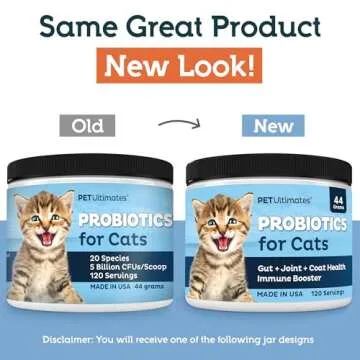 Pet Ultimates Probiotics for Cats – 20-Species Cat Probiotic Powder to Treat Diarrhea, Vomiting, D...