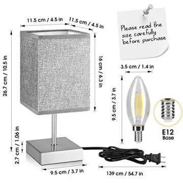 EPTISON Bedside Lamps, 3 Way Dimmable Touch Control Table Lamp with Grey Linen Fabric Shade, Modern Nightstand Lamps for Bedroom, Living Room, Kids Room, Dorm, Set of 2 (LED Bulbs Included)