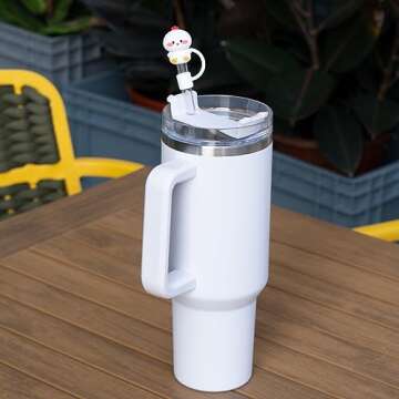 4Pcs 0.4in Diameter Cute Silicone Straw Covers Cap for Stanley Cup, Dust-Proof Drinking Straw Reusable Straw Tips Lids