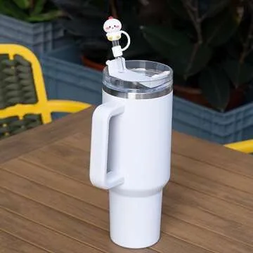 4Pcs 0.4in Diameter Cute Silicone Straw Covers Cap for Stanley Cup, Dust-Proof Drinking Straw Reusable Straw Tips Lids