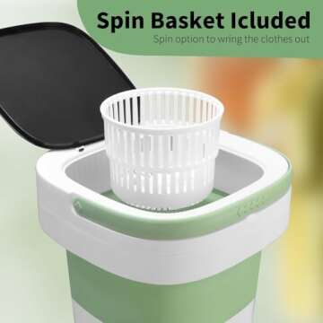 Compact Portable Mini Washing Machine with Spin Basket