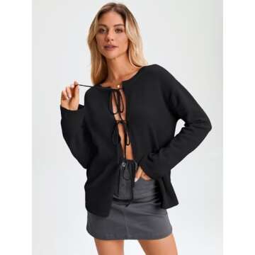 Trendy LILLUSORY Women's Tie Front Cardigan for Fall