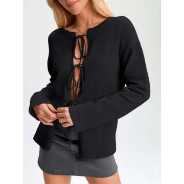 Trendy LILLUSORY Women's Tie Front Cardigan for Fall