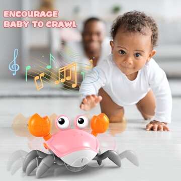 ZHVV Crawling Crab Toy, Infant Tummy Time Baby Toys, Fun Interactive Dancing Walking Moving Toy Babi...