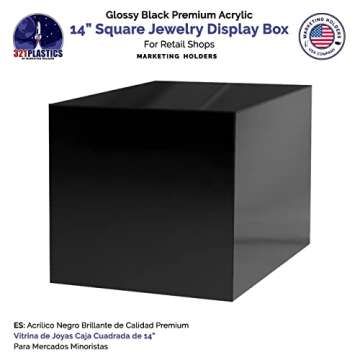Display Cube 14" x 14" x 14" Glossy Black Acrylic Pedestal No Lid Art Sculpture Flowers Pillar Column Prop Post Stand Display Box by Marketing Holders