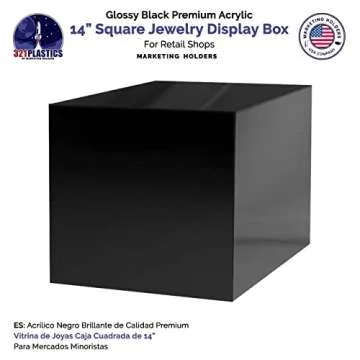 Display Cube 14" x 14" x 14" Glossy Black Acrylic Pedestal No Lid Art Sculpture Flowers Pillar Column Prop Post Stand Display Box by Marketing Holders