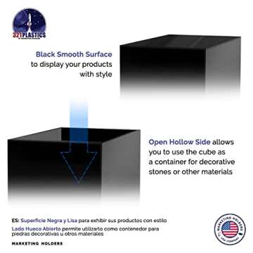 Display Cube 14" x 14" x 14" Glossy Black Acrylic Pedestal No Lid Art Sculpture Flowers Pillar Column Prop Post Stand Display Box by Marketing Holders