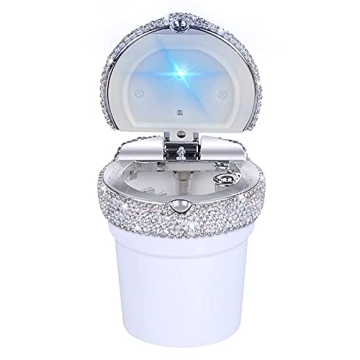 eing Car Ashtray Portable Bling Cigarette Smokeless Cylinder Cup Holder with Blue LED Light Indicato...