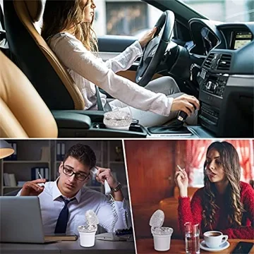 eing Car Ashtray Portable Bling Cigarette Smokeless Cylinder Cup Holder with Blue LED Light Indicator,Car Accessories for Women,Ideal for Car,Home and Office,1 - Pack White