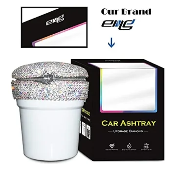 eing Car Ashtray Portable Bling Cigarette Smokeless Cylinder Cup Holder with Blue LED Light Indicator,Car Accessories for Women,Ideal for Car,Home and Office,1 - Pack White