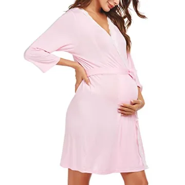 Ekouaer Postpartum Labor Robe Comfortable Maternity Nursing